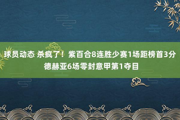 球员动态 杀疯了！紫百合8连胜少赛1场距榜首3分 德赫亚6场零封意甲第1夺目