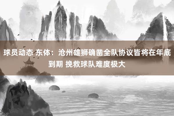 球员动态 东体：沧州雄狮确凿全队协议皆将在年底到期 挽救球队难度极大