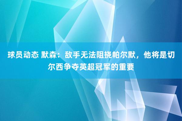 球员动态 默森：敌手无法阻挠帕尔默，他将是切尔西争夺英超冠军的重要